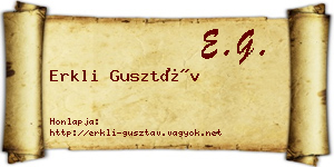 Erkli Gusztáv névjegykártya